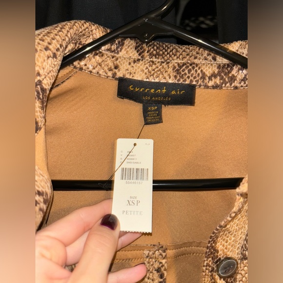 Anthropologie Current Air Python Print Textured CroppedTrucker Jacket - Size XS - Picture 3 of 3